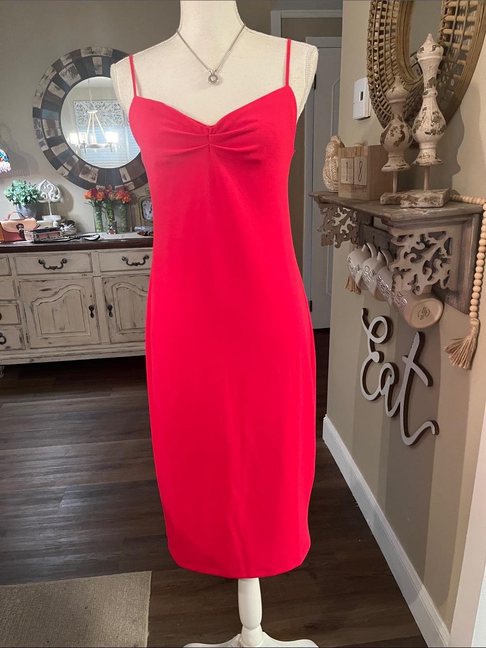 Zara Midi Slip Dress with Spaghetti Straps